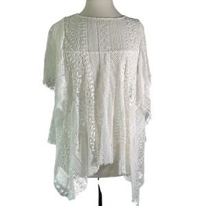 REBECCA MINKOFF Women's White Lace Hanky Top Sz XS- EUC